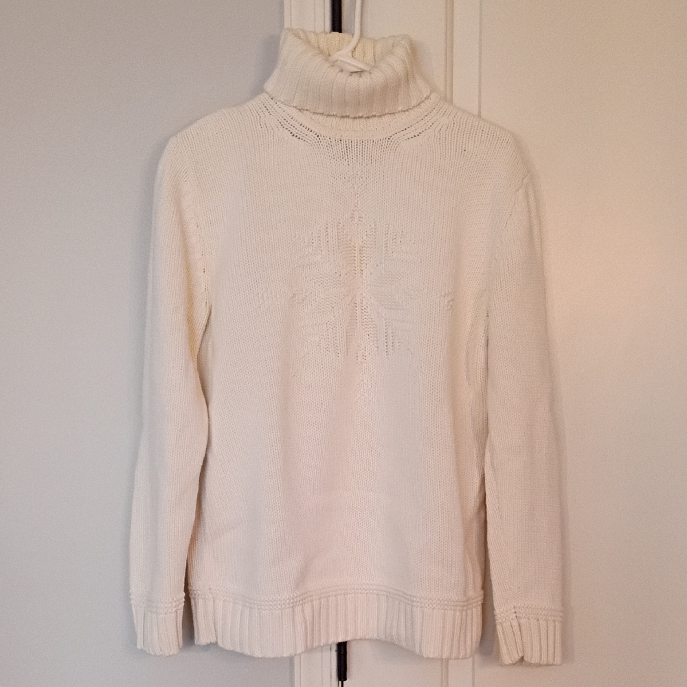 Lauren Ralph Lauren Cotton Cream Snowflake Sweater Size Large